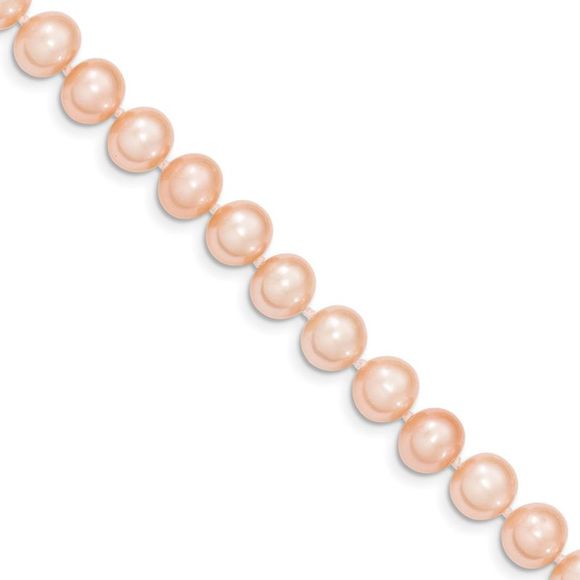 8-9mm Pink FW Cultured Pearl & 14k Yellow Gold Necklace 20 Inch
